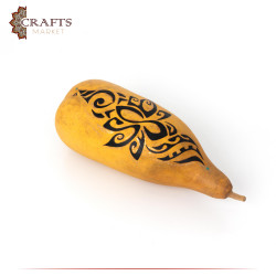 Pyrography Art Home decor of a pumpkin plant decorated with a Flower Decoration