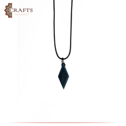 Handmade Black Leather Necklace in Gem design