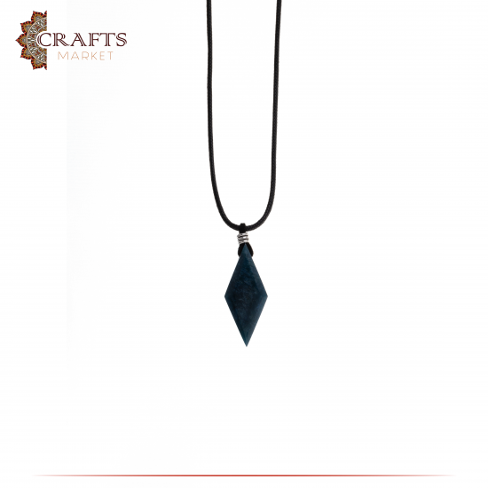 Handmade Black Leather Necklace in Gem design Handmade Black Leather Necklace in Gem design