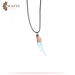 Handmade Black Leather Necklace  in Tusk design