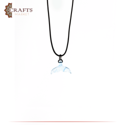 Handmade Black Leather Necklace in Whale Tail design