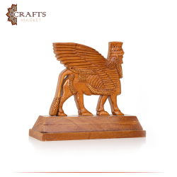 Hand-carved Wooden The Winged Bull  statue Home Decor