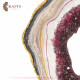 Handcrafted raspberry color Resin & Wood Wall Art with a Geode Design Handcrafted raspberry color Resin & Wood Wall Art with a Geode Design