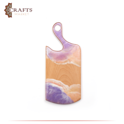  Handcrafted Brown Natural Beech Wooden Serving Board adorned with Resin