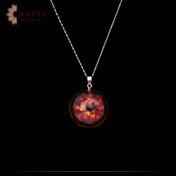 Handmade 925 Sterling Silver Necklace in the form of a Natural Rose Burgundy Color 