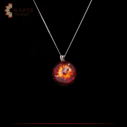 Handmade 925 Sterling Silver Necklace in the form of a Natural Rose Red Color 