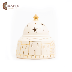 Handmade Ivory Clay Service Pot  Mosque Design 