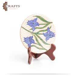 Hand carving Brown Clay Plate  Iris Nigricans  Design 