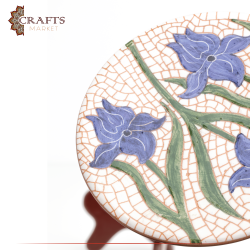 Hand carving Brown Clay Plate  Iris Nigricans  Design 