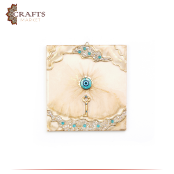 Handcrafted Multi-Color Resin Wooden Wall Art Key with Eye Design