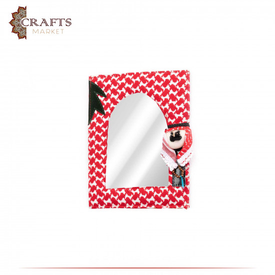 Handcrafted Multi-Color Fabric Mirror Frame in a Shemagh Design Handcrafted Multi-Color Fabric Mirror Frame in a Shemagh Design