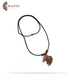 Handmade Black Fabric Necklace in  Wolf design