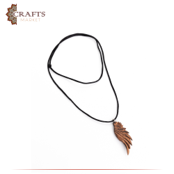 Handmade Black Fabric Necklace in  Angel wing  design