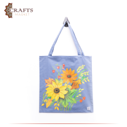 Handmade light purple  Fabric Women's Tote Bag in a chrysanthemum flower Design 
