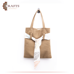 Handmade Beige Fabric Women's Tote Bag