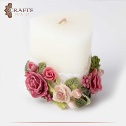 Luxury Triangular Candle with a Ceramic Roses Design