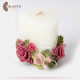 Luxury Triangular Candle with a Ceramic Roses Design