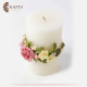 Luxury Pillar Candle with a Ceramic Roses Design Luxury Pillar Candle with a Ceramic Roses Design