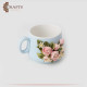 Hand-decorated Blue Porcelain Cup Set with a Ceramic Roses Design, 2PCs