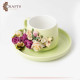 Hand-decorated Green Porcelain Cup Set with a Ceramic Roses Design, 2PCs Hand-decorated Green Porcelain Cup Set with a Ceramic Roses Design, 2PCs