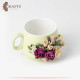 Hand-decorated Green Porcelain Cup Set with a Ceramic Roses Design, 2PCs Hand-decorated Green Porcelain Cup Set with a Ceramic Roses Design, 2PCs