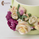 Hand-decorated Green Porcelain Cup Set with a Ceramic Roses Design, 2PCs Hand-decorated Green Porcelain Cup Set with a Ceramic Roses Design, 2PCs
