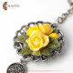 Hand-decorated Metal Keychain with a Ceramic Roses Design Hand-decorated Metal Keychain with a Ceramic Roses Design
