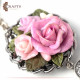 Hand-decorated Metal Keychain with a Ceramic Roses Design