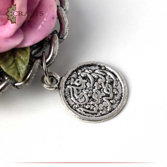 Hand-decorated Metal Keychain with a Ceramic Roses Design