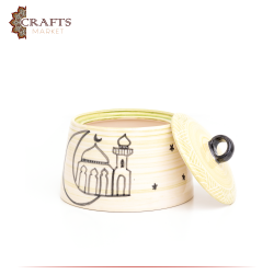 Handmade Ivory Ceramic Service Pot  Mosque  Design 
