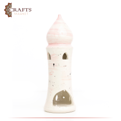 Handmade Duo-Colored Ceramic Candle Holder  Mosque Minaret  Design 