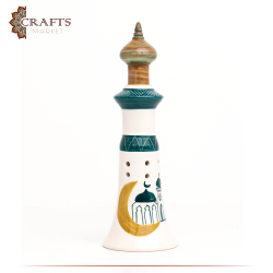 Handmade Multi Colored Ceramic Candlestick Holder  Mosque Minaret  Design 