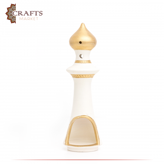 Handmade Duo-Colored Ceramic Candlestick Holder Mosque Minaret Design Handmade Duo-Colored Ceramic Candlestick Holder Mosque Minaret Design