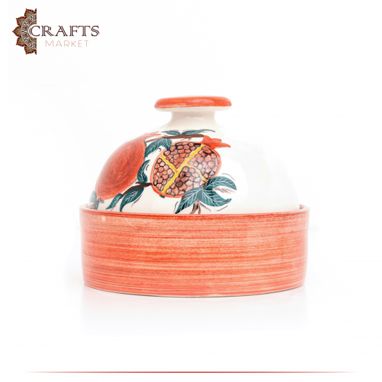 Handmade Multi Colored Ceramic Service Pot Pomegranate Design Handmade Multi Colored Ceramic Service Pot Pomegranate Design