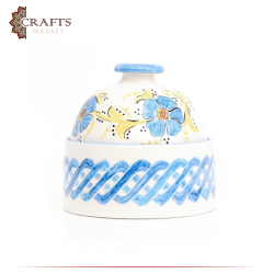 Handmade White Ceramic Service Pot  Flowers  Design 