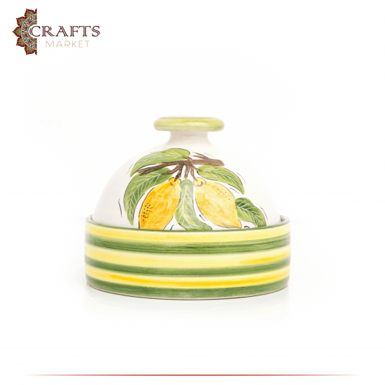 Handmade White Ceramic Service Pot Lemon Design Handmade White Ceramic Service Pot Lemon Design