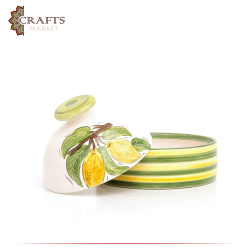 Handmade White Ceramic Service Pot  Lemon  Design 