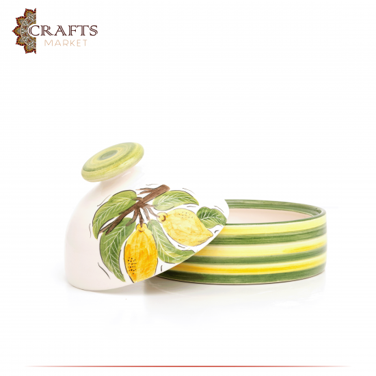 Handmade White Ceramic Service Pot Lemon Design Handmade White Ceramic Service Pot Lemon Design