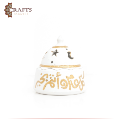 Handmade White Ceramic Service Pot كل عام و انتم بخير Design 