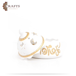 Handmade White Ceramic Service Pot كل عام و انتم بخير Design 