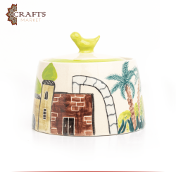 Handmade Multi Colored Ceramic Service Pot  Village Design 