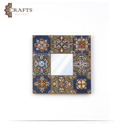 Handcrafted Multi-Color Wooden Mirror Frame decorated with Geometric Motifs