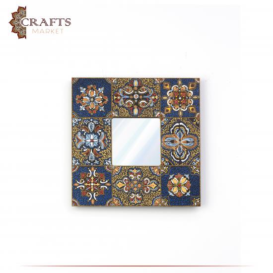 Handcrafted Multi-Color Wooden Mirror Frame decorated with Geometric Motifs