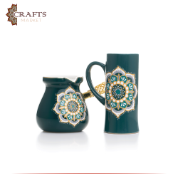 Hand-painted Green Coffee Porcelain Set 2 Pcs