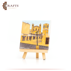 Handmade Multi-Color Painting Desk Decor  Church in Downtown Salt. Design 