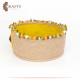 Handcrafted Multi-Color Round Burlap Basket with a sunflower Design