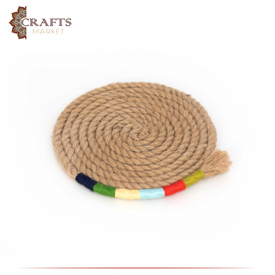 Handcrafted Beige Burlap Coaster With a Modern Design Handcrafted Beige Burlap Coaster With a Modern Design
