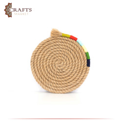 Handcrafted Beige Burlap Coaster With a Modern Design 