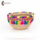 Handcrafted Multi-Color Round Burlap Plate with an Indian Design Handcrafted Multi-Color Round Burlap Plate with an Indian Design