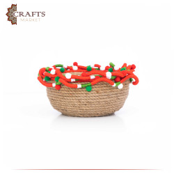 Handcrafted Multi-Color Round Burlap Plate with a Modern Design